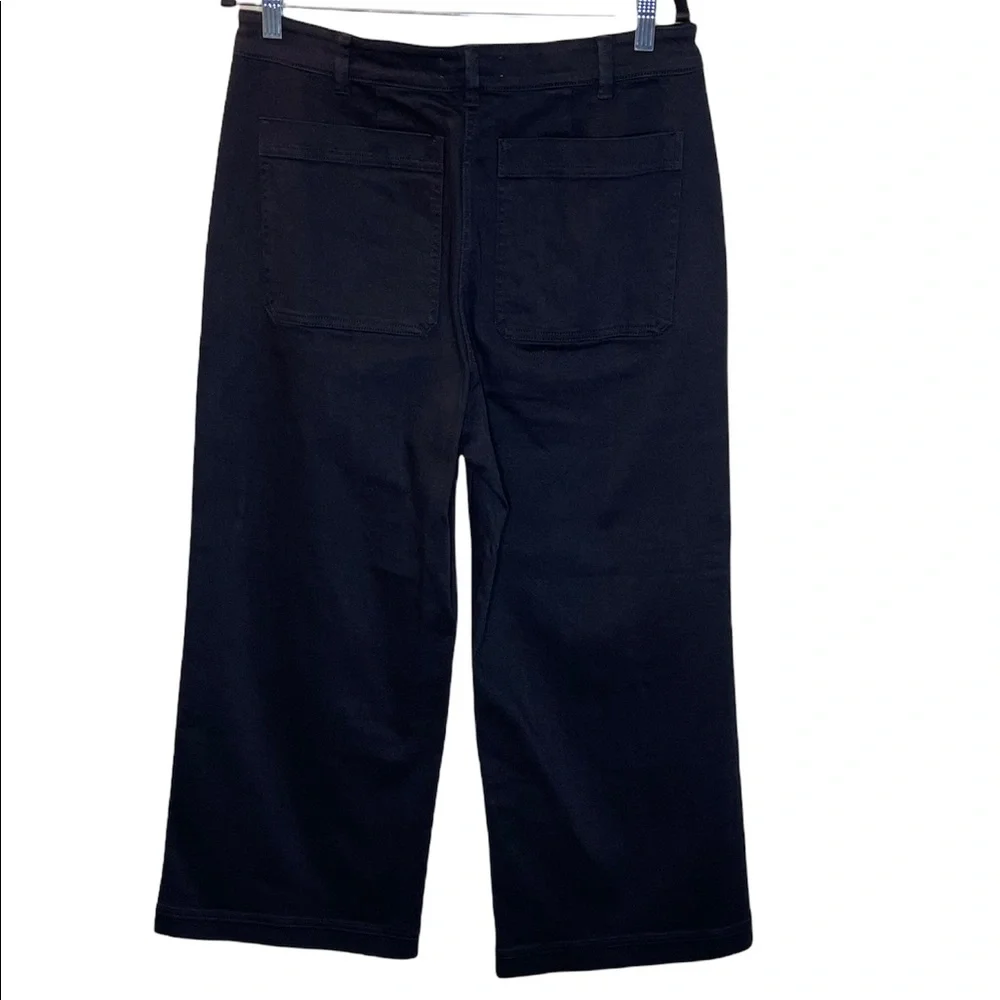 EVERLANE HIGH-RISE BLACK WIDE LEG CROPPED PANTS SIZE 14 - Picture 2 of 7
